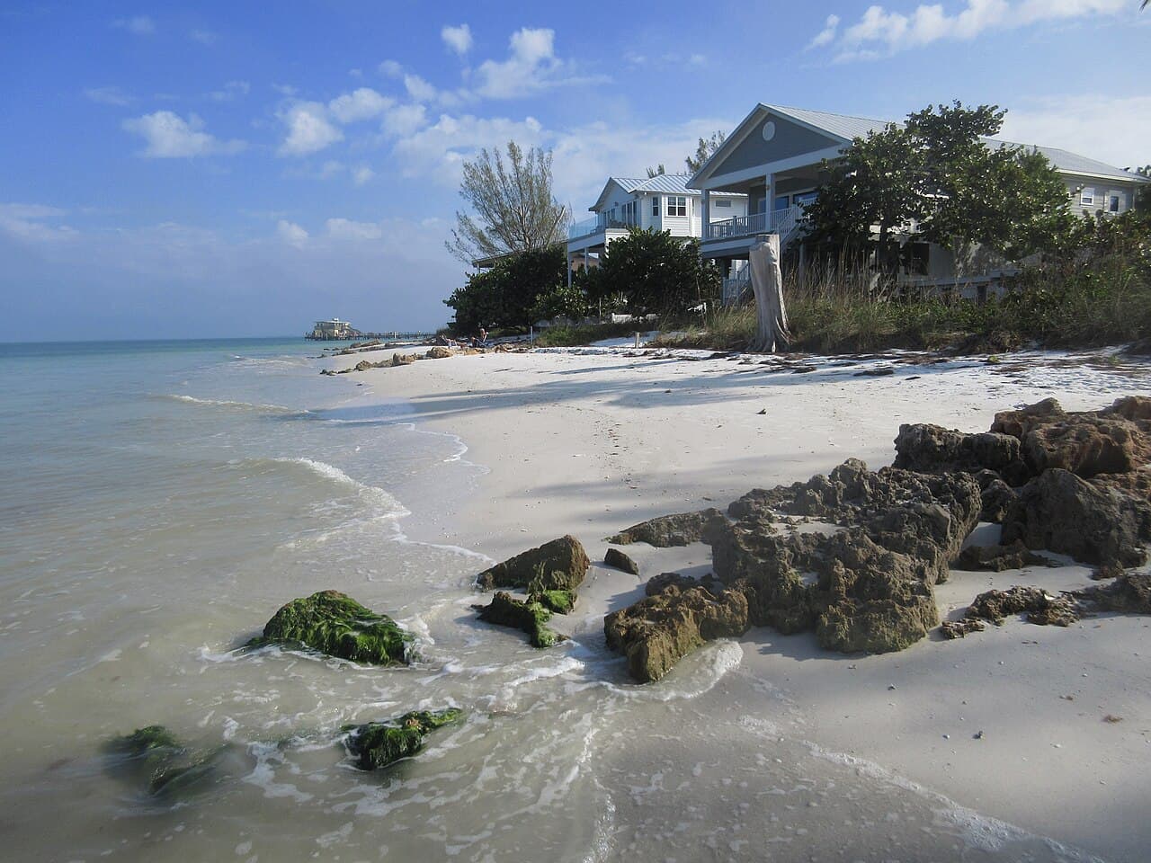Anna Maria Island, Florida beachfront homes and Gulf of Mexico