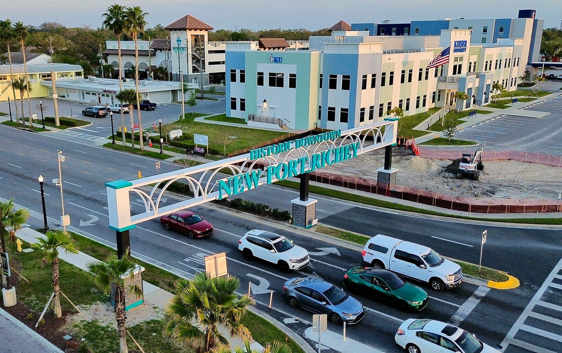 Waterfront canal homes in Port Richey, Florida along the Gulf coast