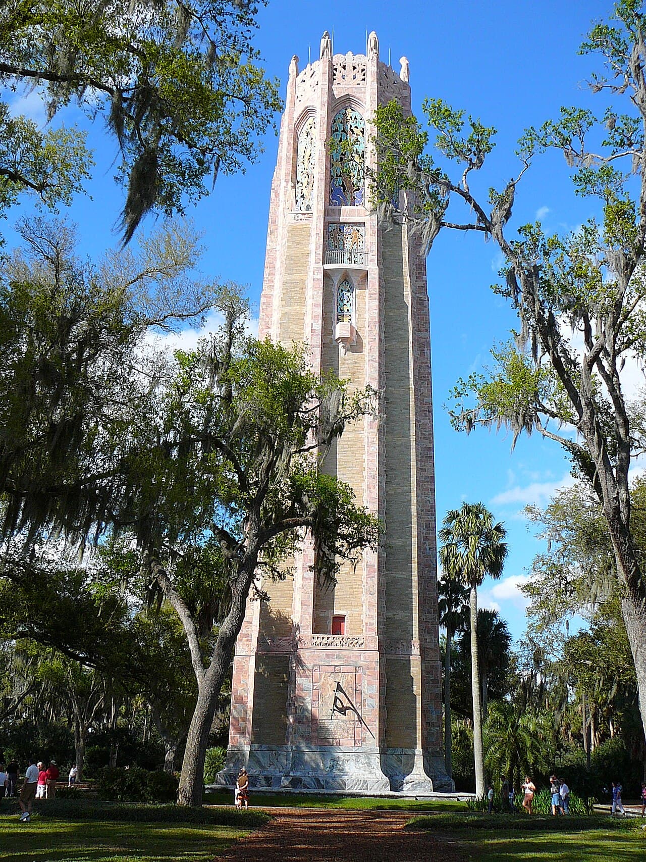 Bok Tower Gardens iron gate entrance in Lake Wales Florida surrounded by lush landscaping